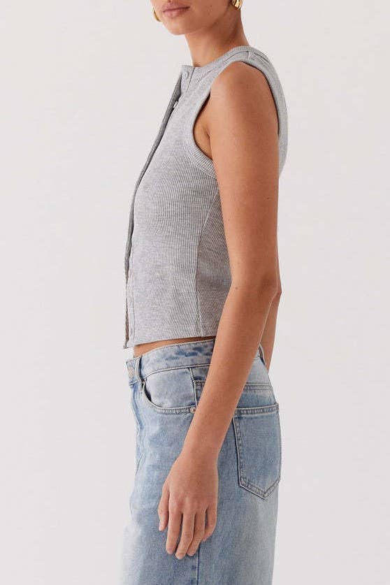 Sloane Ribbed Tank- Grey