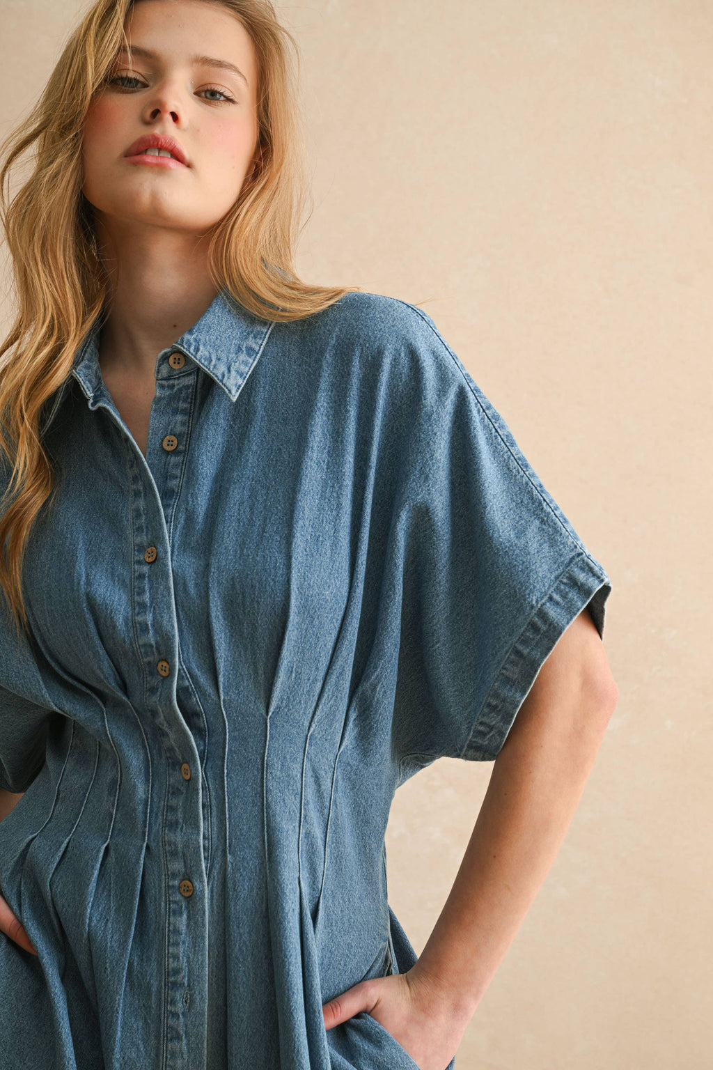 Sculpted Denim Jumpsuit