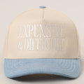 EXPENSIVE and DIFFICULT Embroidered Trucker Hat- Light Denim