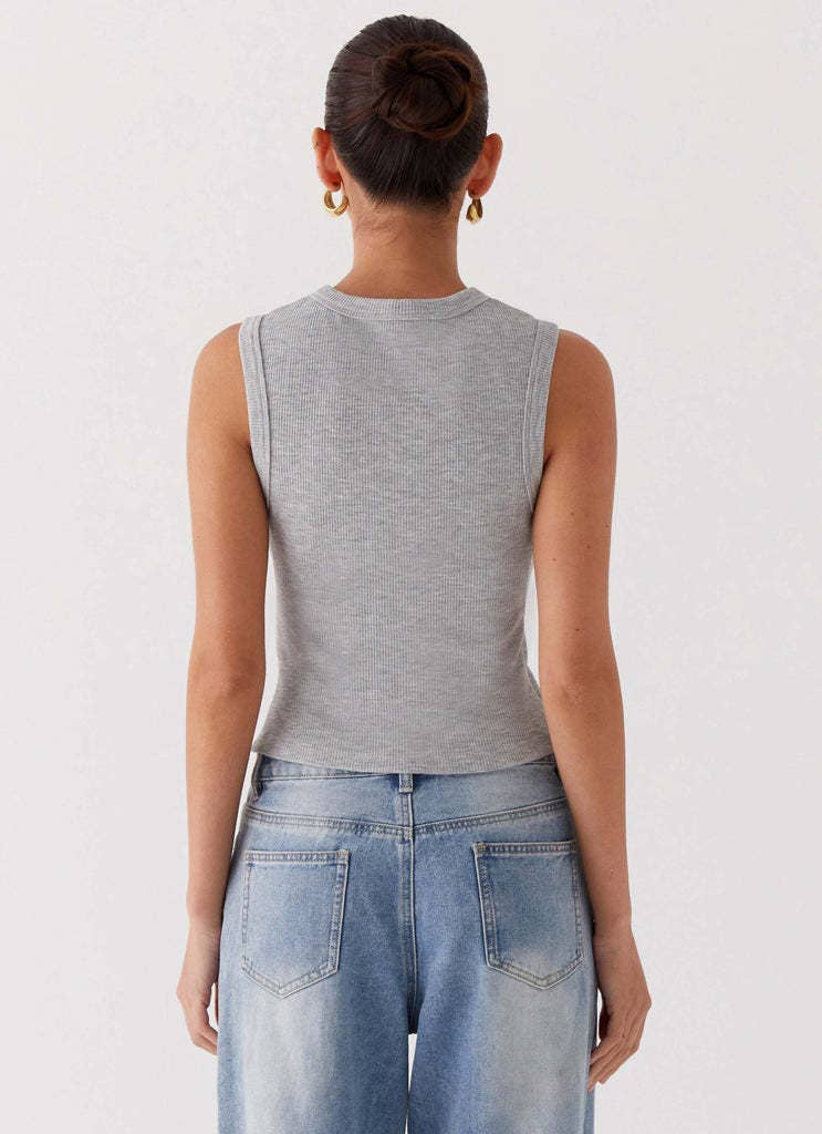 Sloane Ribbed Tank- Grey