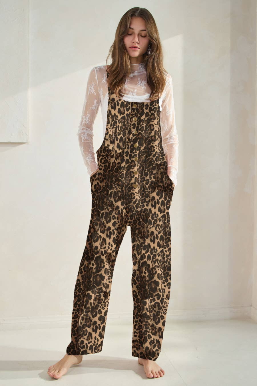 Leopard Denim Overalls