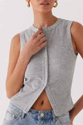 Sloane Ribbed Tank- Grey