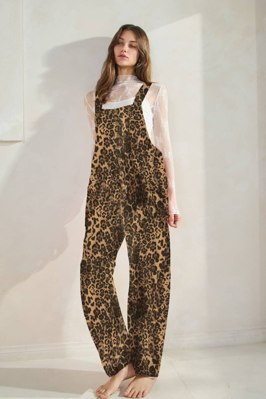 Leopard Denim Overalls