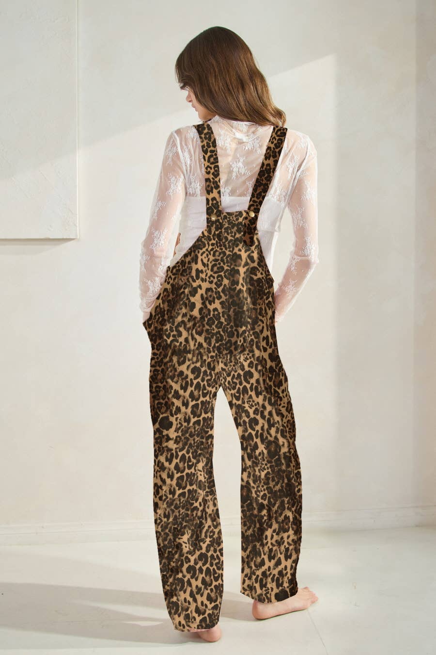 Leopard Denim Overalls
