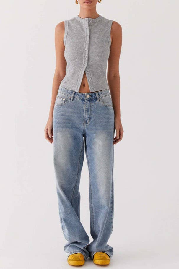 Sloane Ribbed Tank- Grey